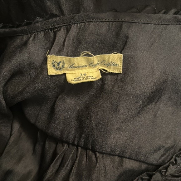 American Eagle Outfitters Silky Navy Blue Ruffle Dress - Picture 5 of 7